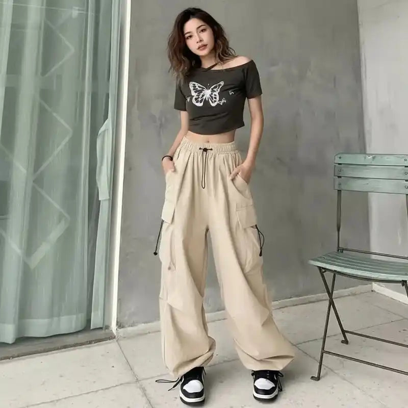 Tooling Pants | Women's Retro Wide-Leg Straight Beam Casual Trousers Dropified
