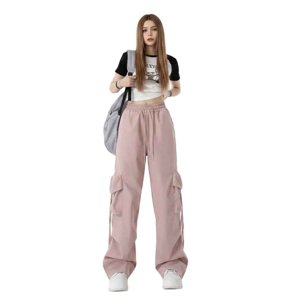 Women’s Retro Wide‑Leg Pants – Casual Straight‑Leg Tooling Trousers