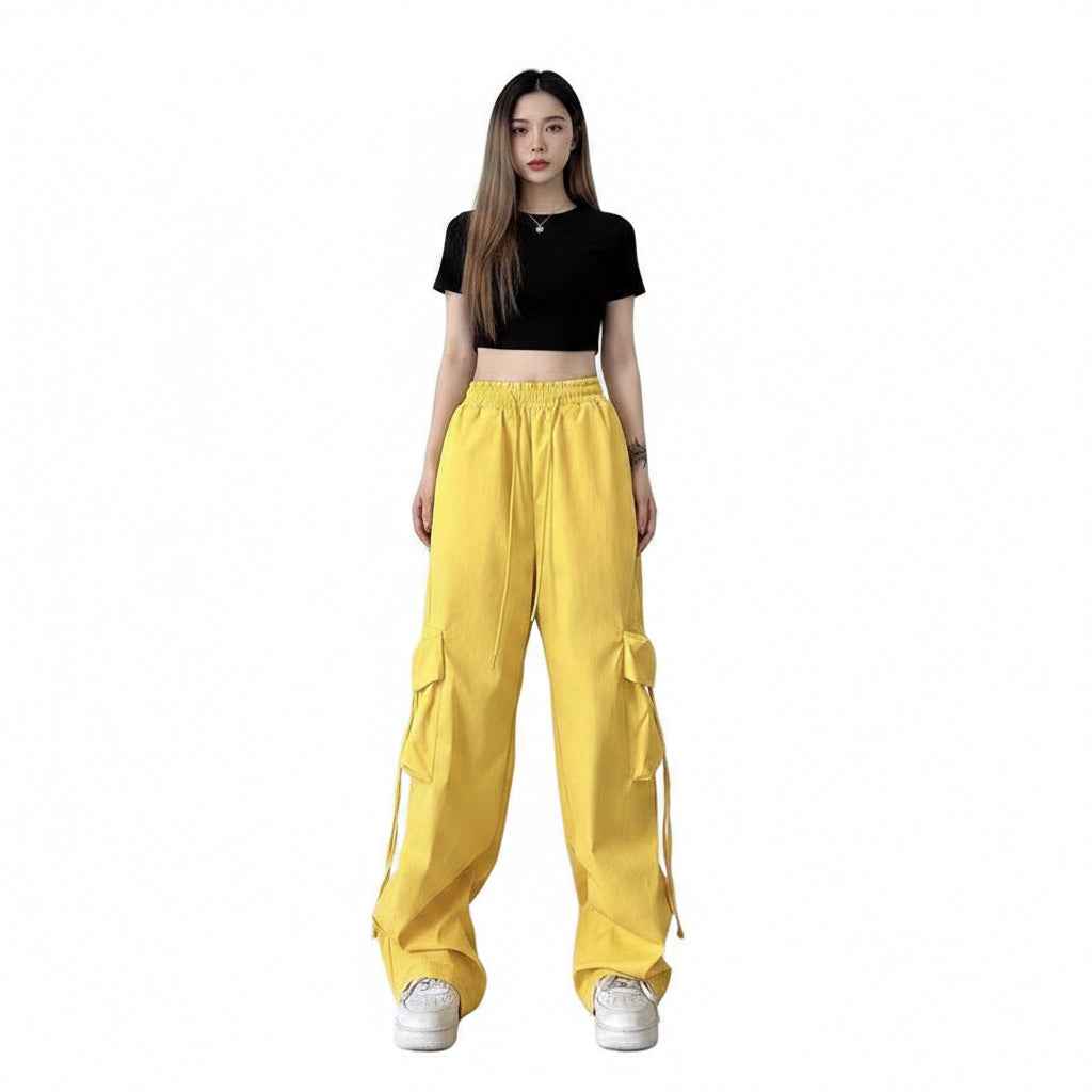 Women’s Retro Wide‑Leg Pants – Casual Straight‑Leg Tooling Trousers
