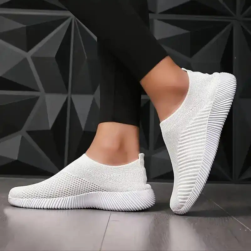 Women's Sneakers Breathable Solid Color Mesh Woven Outdoor Lightweight Low Top Walking Running Sports Socks Tennis Shoes Lifestyle Travel Trading