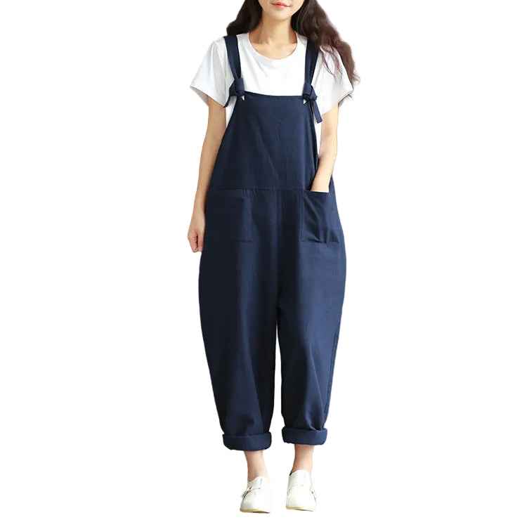 Women’s Oversized Dungarees – Cotton‑Linen Jumpsuit