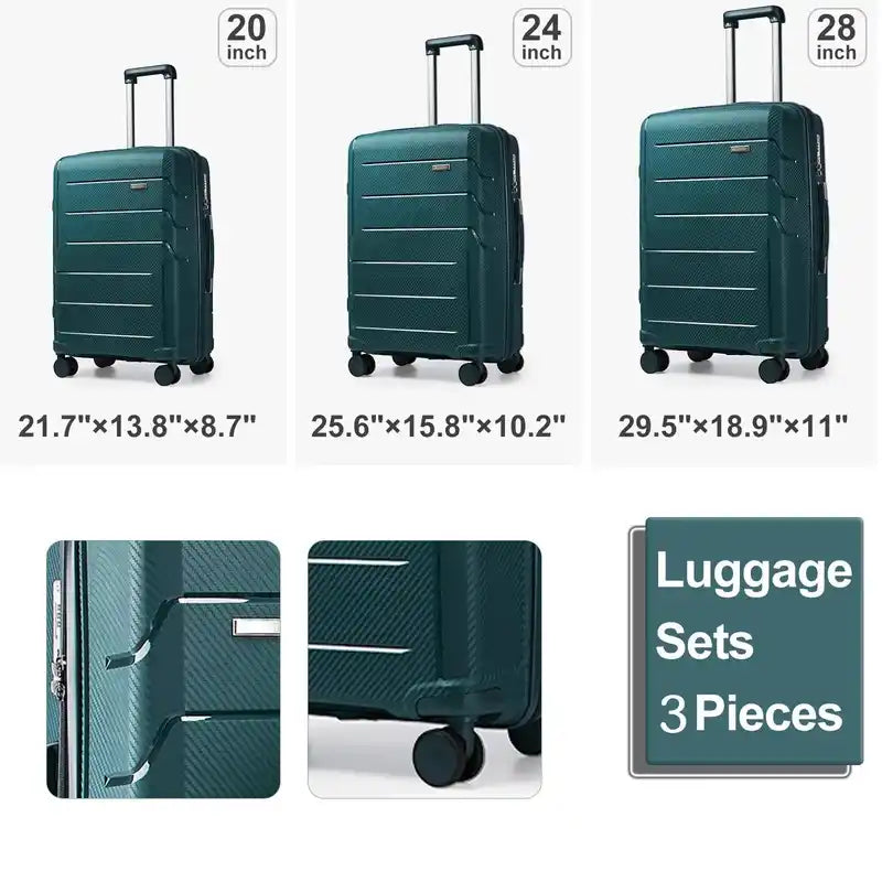 3pc Luggage Set | Trolley Suitcases with TSA Lock & Swivel Wheels Dropified
