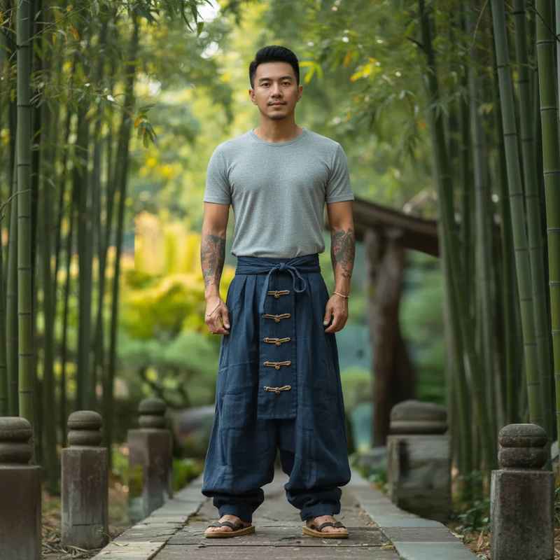 Cotton Linen Pants | Men's Ethnic Style Wide Leg Casual Trousers Dropified