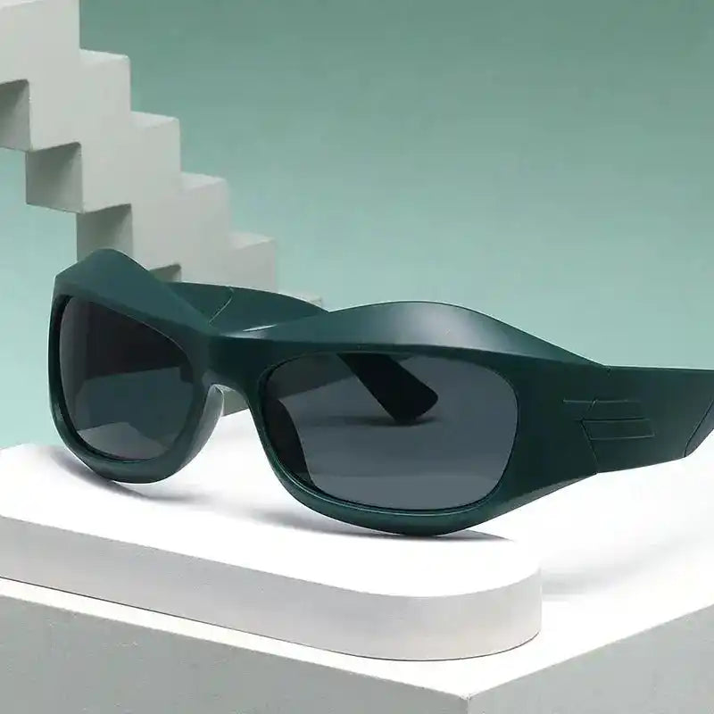 Fashion Sunglasses | Y2K Steampunk Curved Sports Shades Unisex Dropified