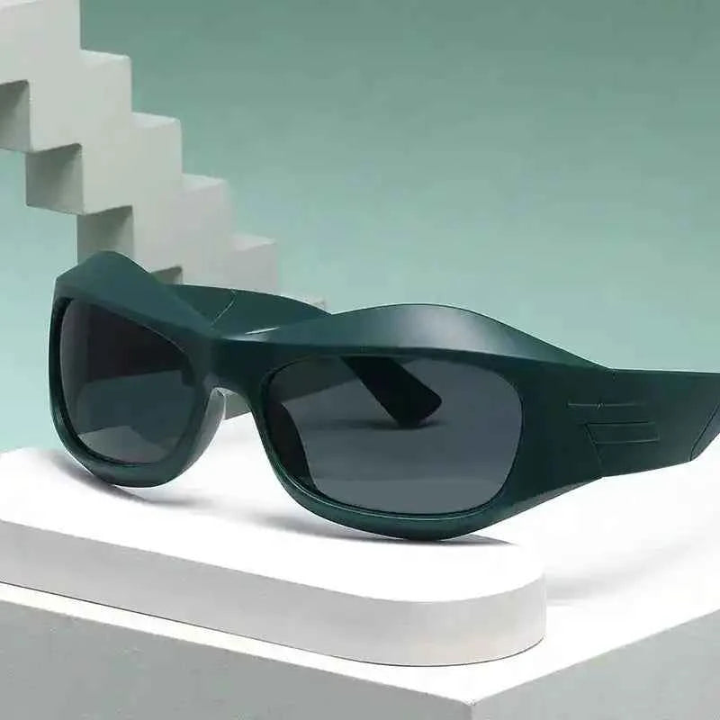 Curved Sports Sunglasses – Retro Y2K Steampunk Style - Lifestyle Travel Trading