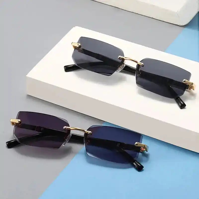 Rimless Sunglasses | Square Fashion Shades for Women and Men Dropified