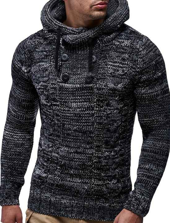 Hooded Turtleneck Sweater – Casual Knit Pullover