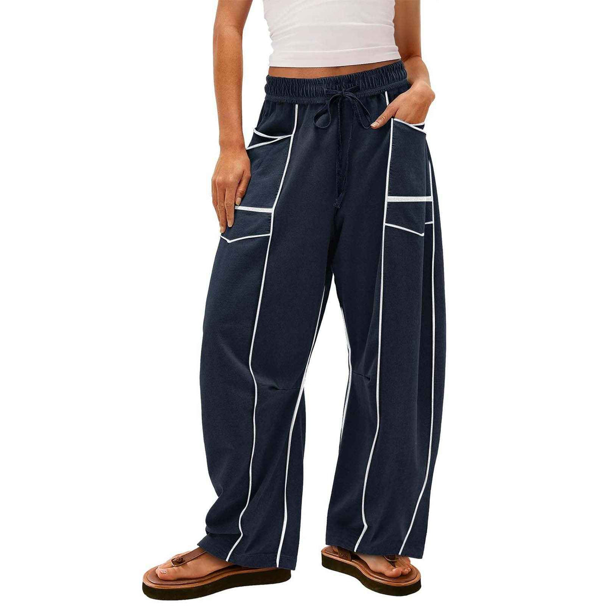 Women’s Wide‑Leg Cotton Pants – Colour Stitch Design