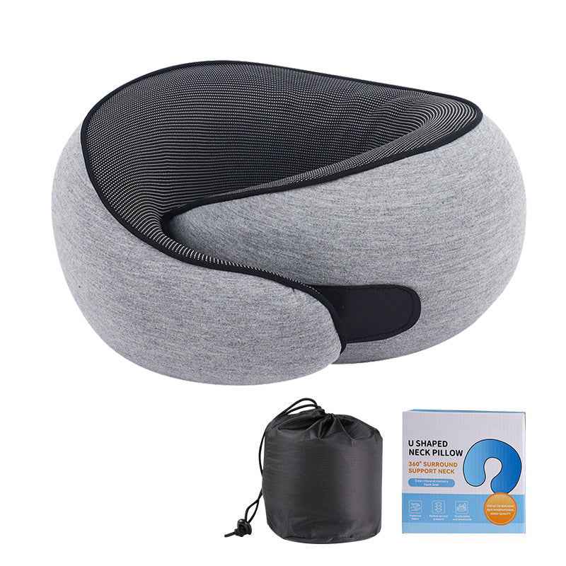 Memory Foam Travel Neck Pillow – Portable Comfort for Airplane & Car