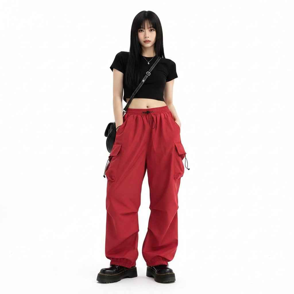 Women’s Retro Wide‑Leg Pants – Casual Straight‑Leg Tooling Trousers