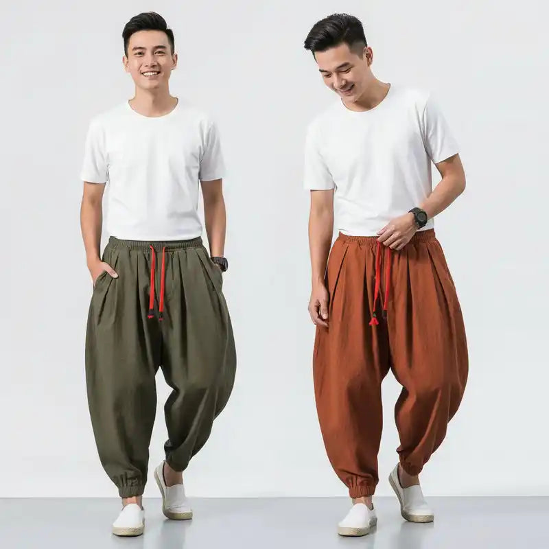 Men Loose Harem Pants | Chinese Linen Casual Oversize Trousers Dropified