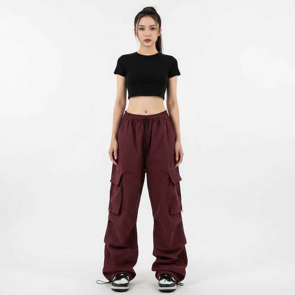 Women’s Retro Wide‑Leg Pants – Casual Straight‑Leg Tooling Trousers
