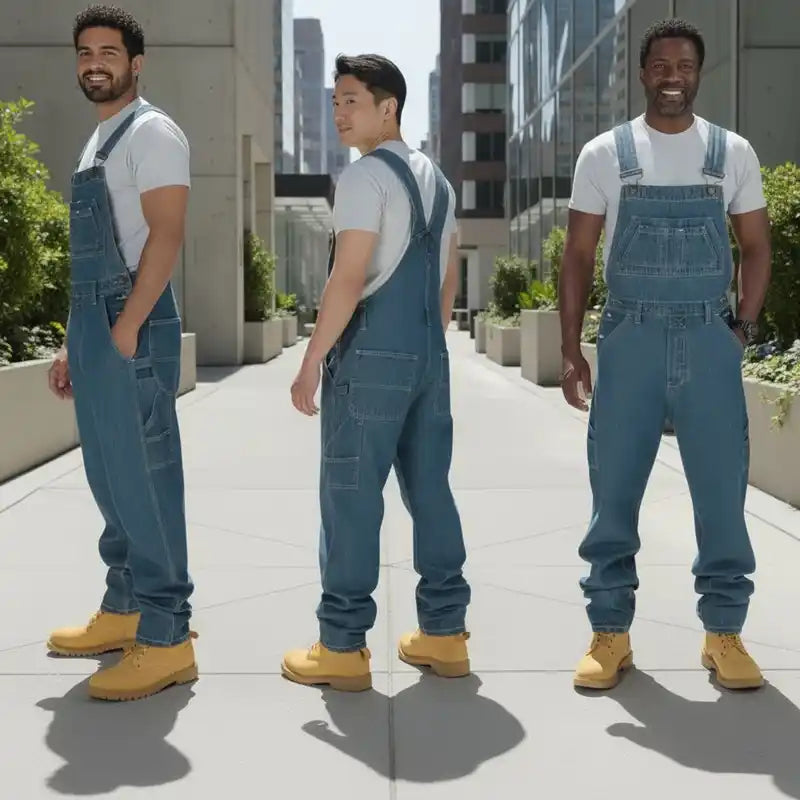 Comfy Men's Jeans | Loose Denim Overalls with Multiple Pockets Dropified