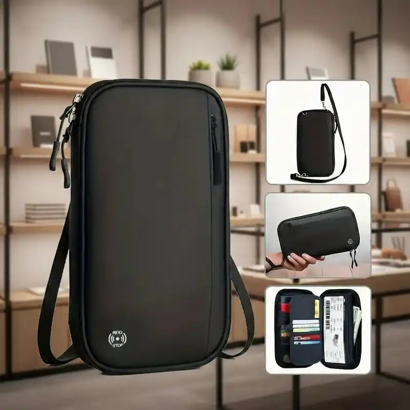 Travel Wallet Passport Card Holder Crossbody Shoulder Organizer Bag Abroad Ticket Document Protection Cover Hanging Neck Pouch Stone's Store