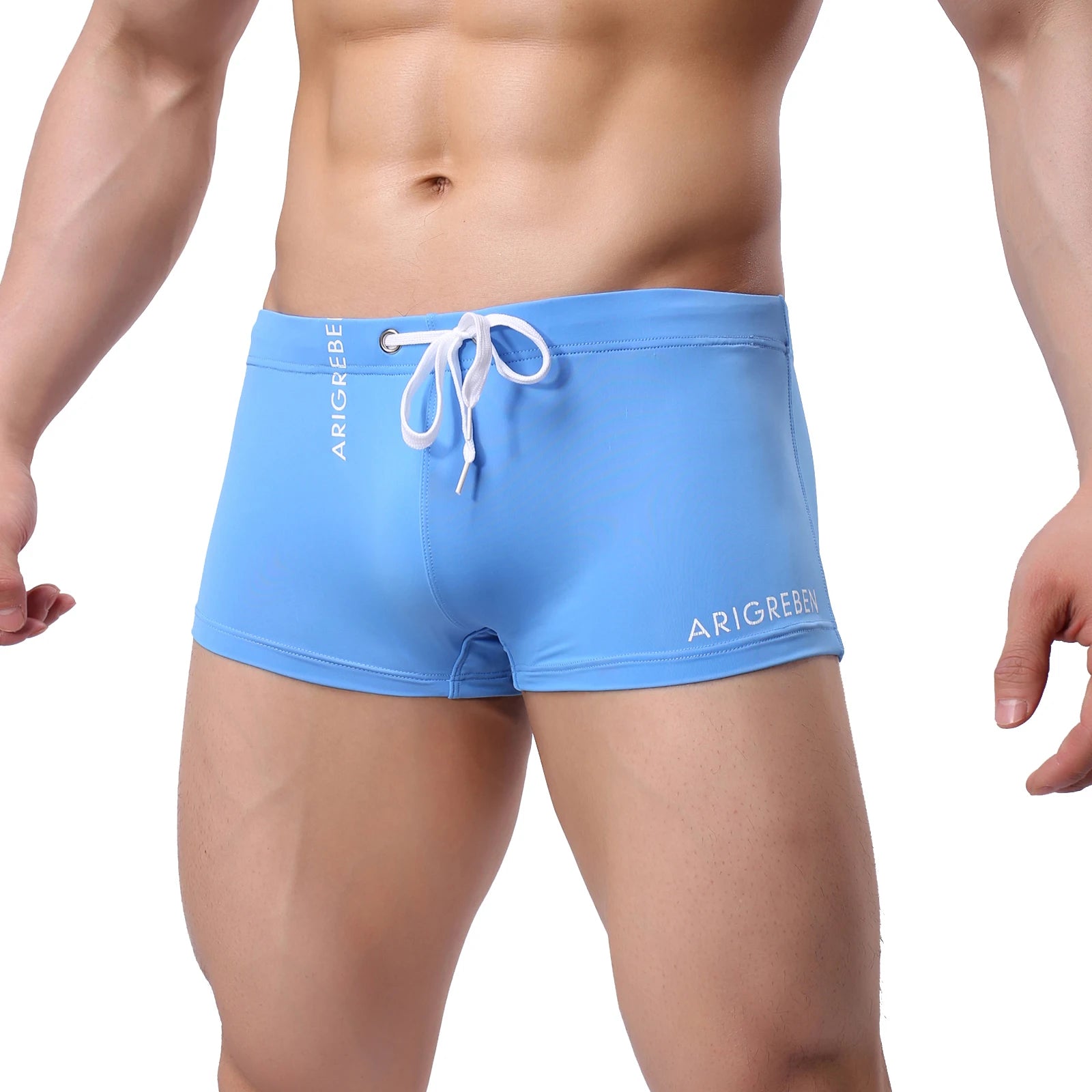 Men's Solid Colour Boxer Swimwear | Drawstring Beach Shorts