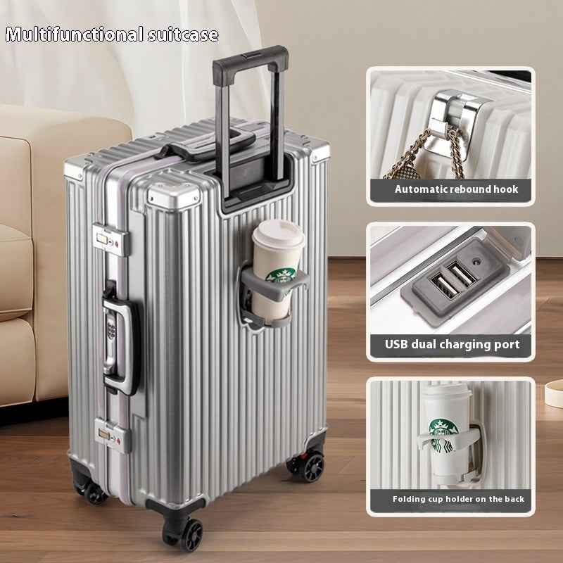 Aluminium Frame Trolley Suitcase – Large‑Capacity Luggage with Combination Lock