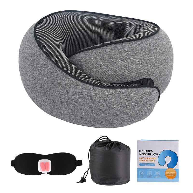 Memory Foam Travel Neck Pillow – Portable Comfort for Airplane & Car