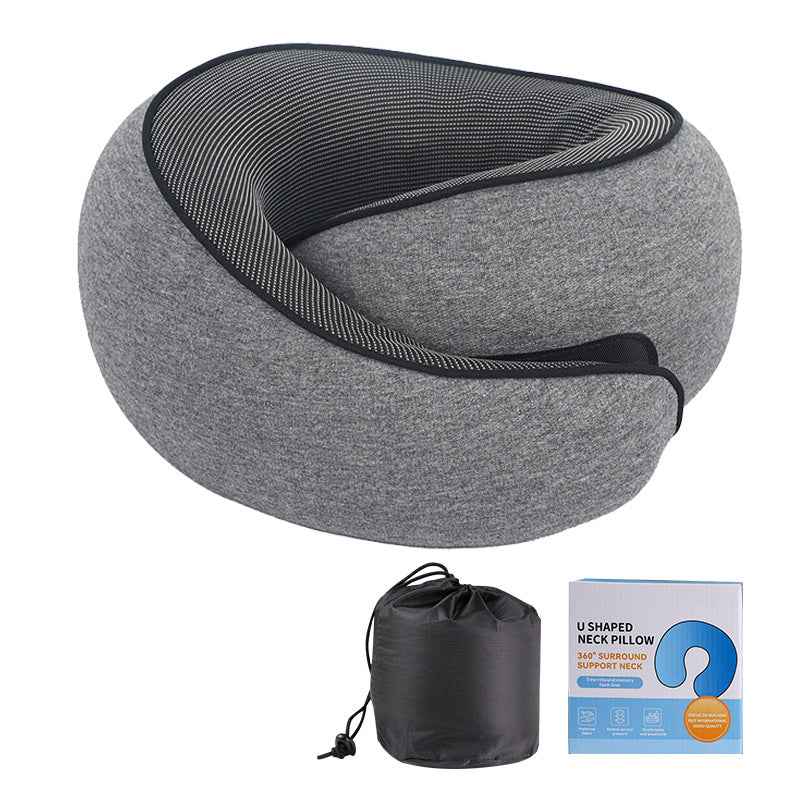 Memory Foam Travel Neck Pillow – Portable Comfort for Airplane & Car