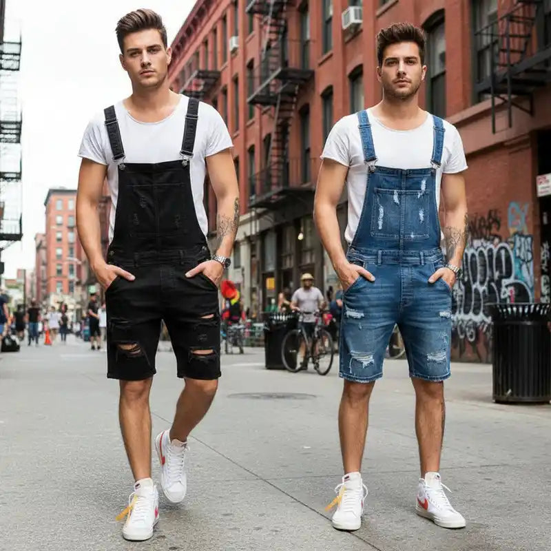 Men Short Dungaree | Denim Cotton Cargo Work Shorts Overall Lifestyle Travel Trading