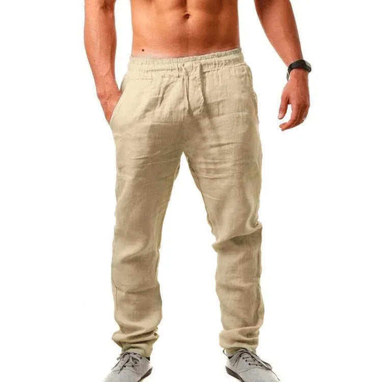Men's Cotton Linen Drawstring Sport Pants | Breathable Comfort