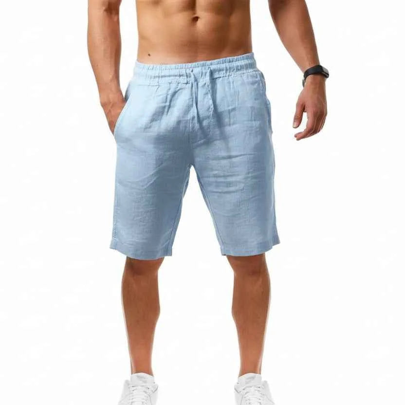 Men's Cotton Linen Drawstring Sport Shorts - Comfort & Style
