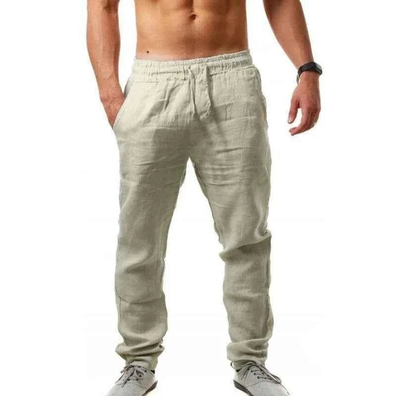 Men's Cotton Linen Drawstring Sport Pants | Breathable Comfort