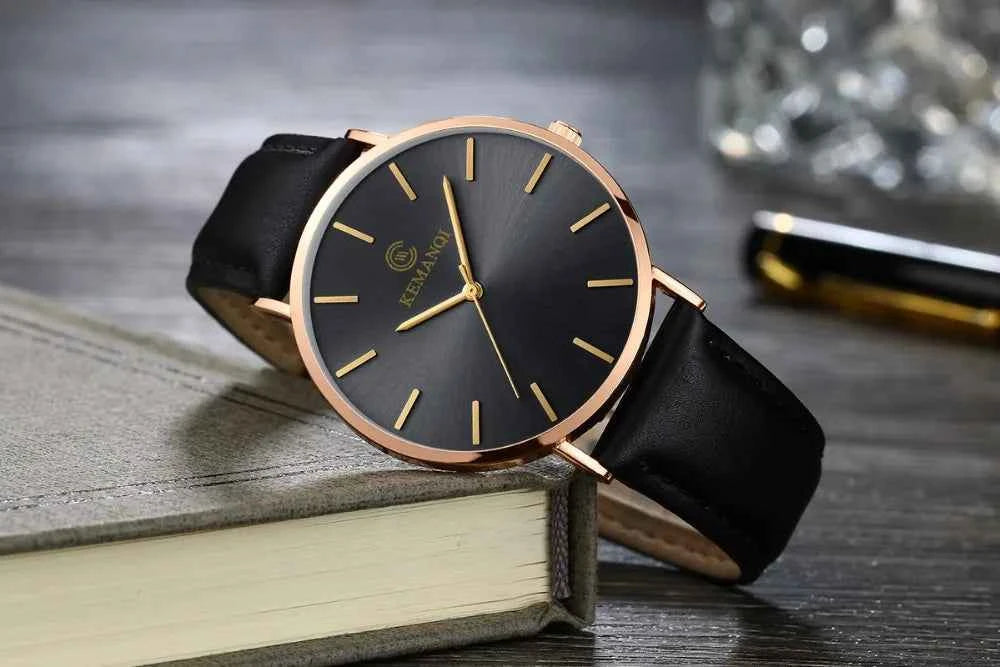 Luxury Business Men’s Watch – Ultra‑Thin Gold Quartz