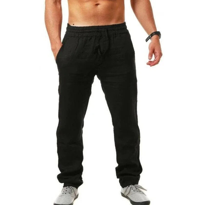 Men's Cotton Linen Drawstring Sport Pants | Breathable Comfort