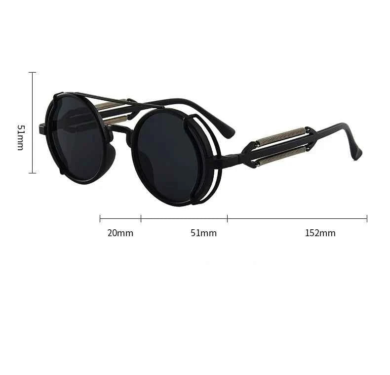 Gothic Steampunk Sunglasses – Retro Circular Frame