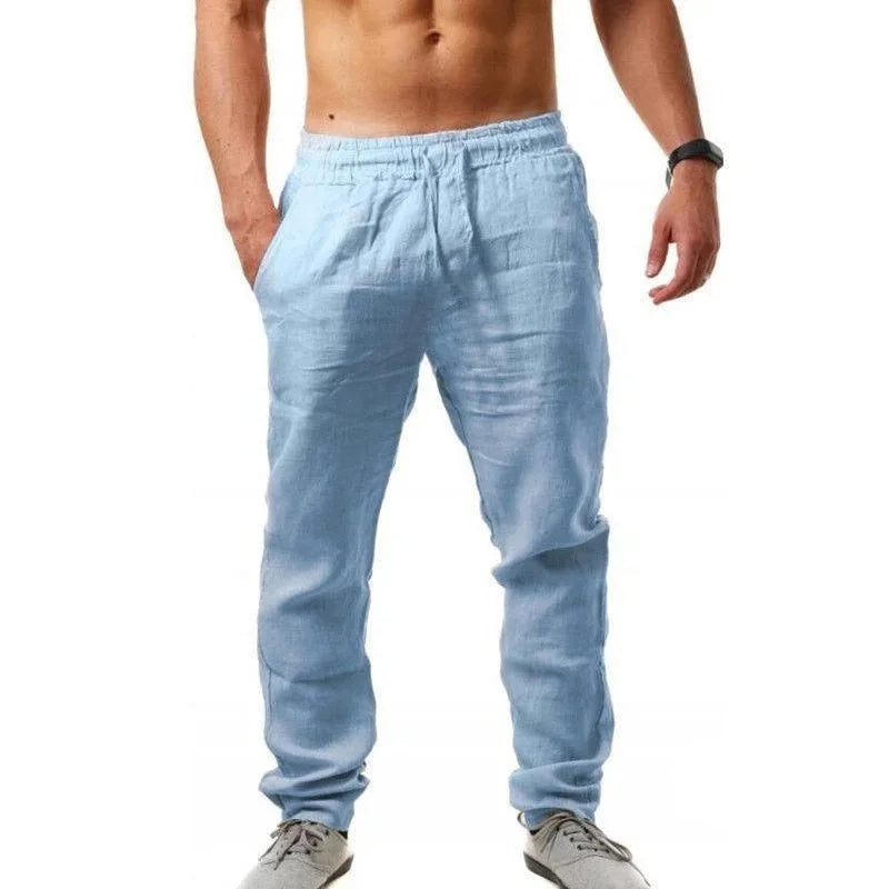 Men's Cotton Linen Drawstring Sport Pants | Breathable Comfort