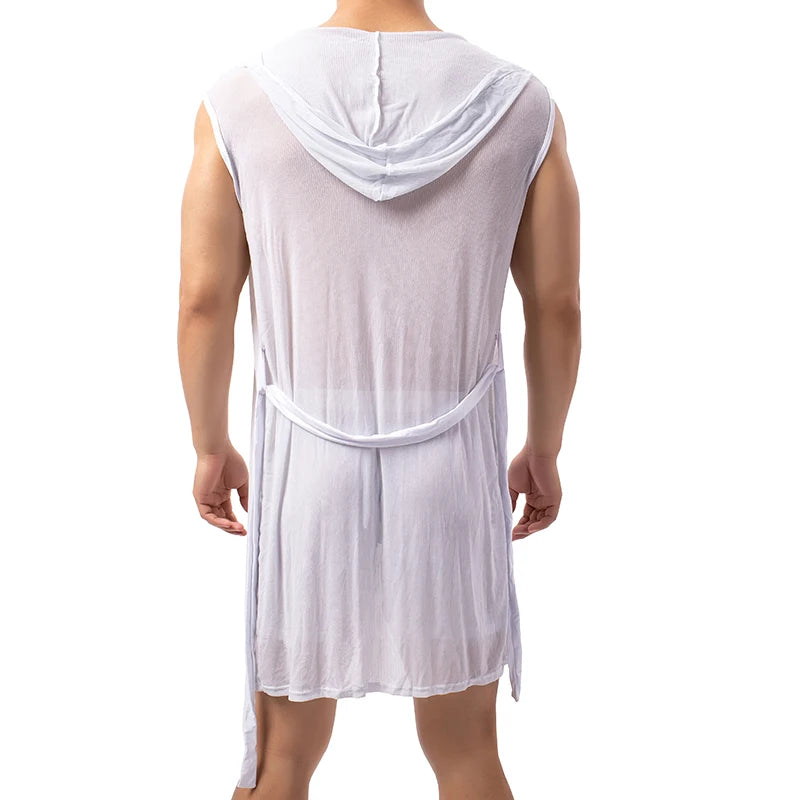 Men’s Summer Bathrobe – Lightweight Hooded Mesh