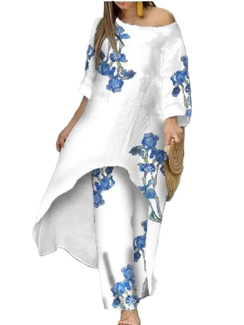 Women’s Floral Two‑Piece Pant Set – Casual Printed Outfit