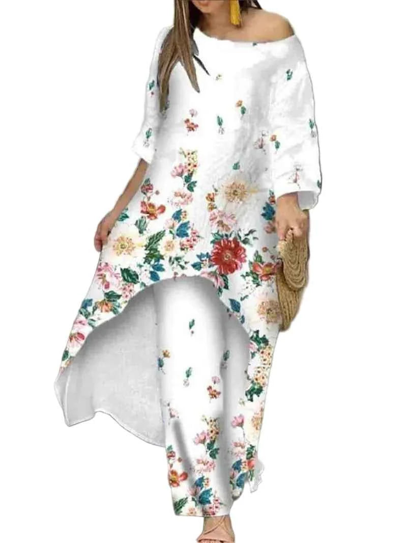 Women’s Floral Two‑Piece Pant Set – Casual Printed Outfit