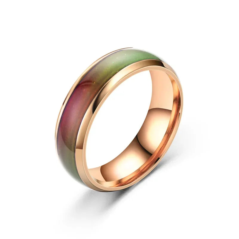 6 mm Colour‑Changing Stainless Steel Ring – Temperature Mood Band
