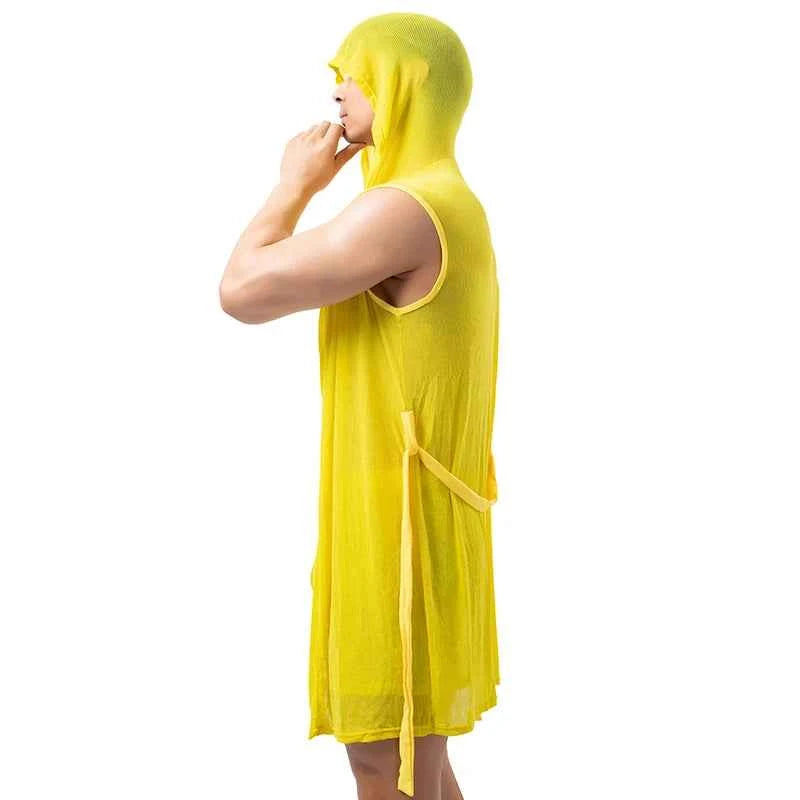 Men’s Summer Bathrobe – Lightweight Hooded Mesh