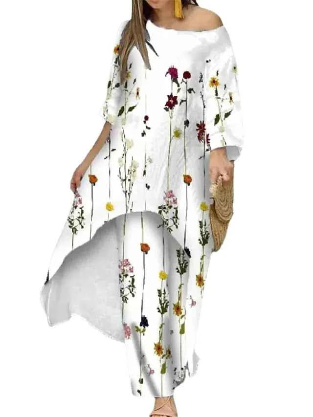 Women’s Floral Two‑Piece Pant Set – Casual Printed Outfit