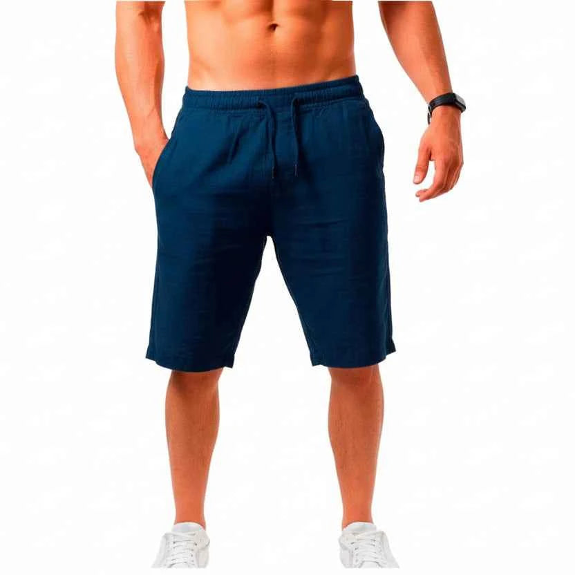 Men's Cotton Linen Drawstring Sport Shorts - Comfort & Style