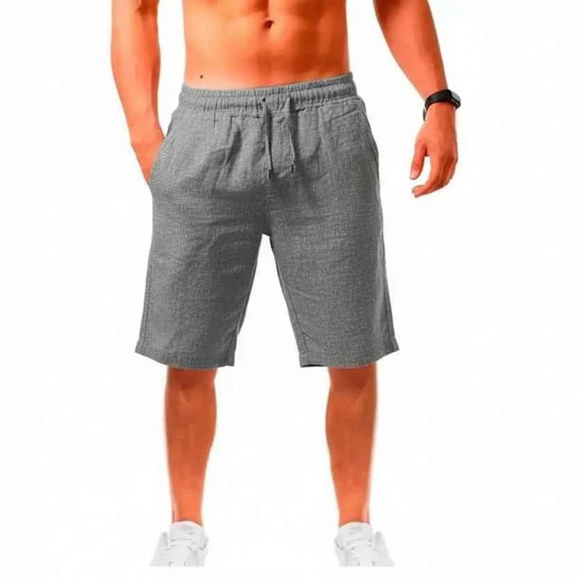 Men's Cotton Linen Drawstring Sport Shorts - Comfort & Style
