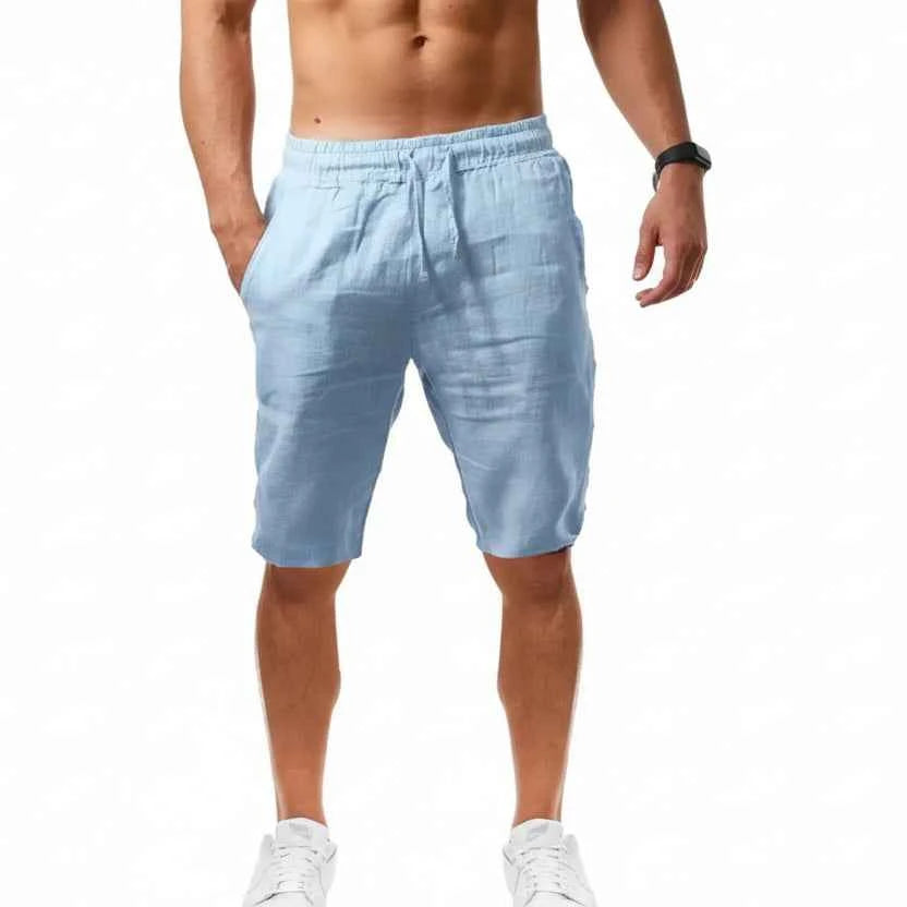 Men's Cotton Linen Drawstring Sport Shorts - Comfort & Style