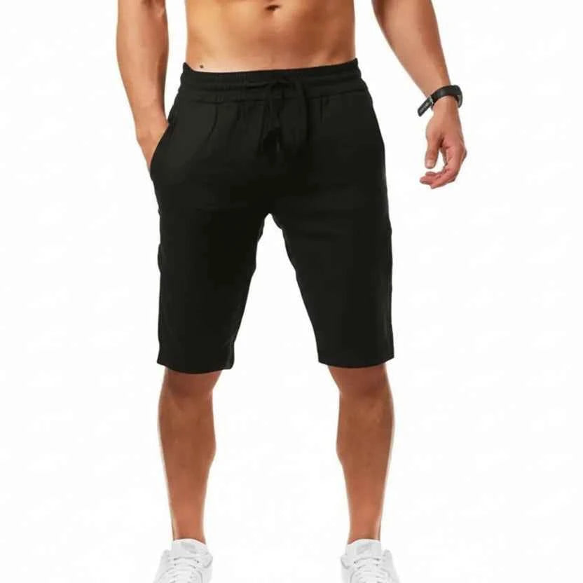 Men's Cotton Linen Drawstring Sport Shorts - Comfort & Style