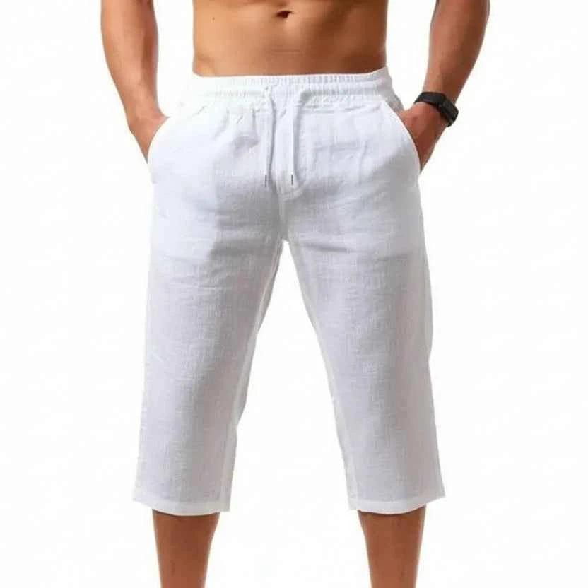 Men's Cotton Linen Drawstring Sport Shorts - Comfort & Style