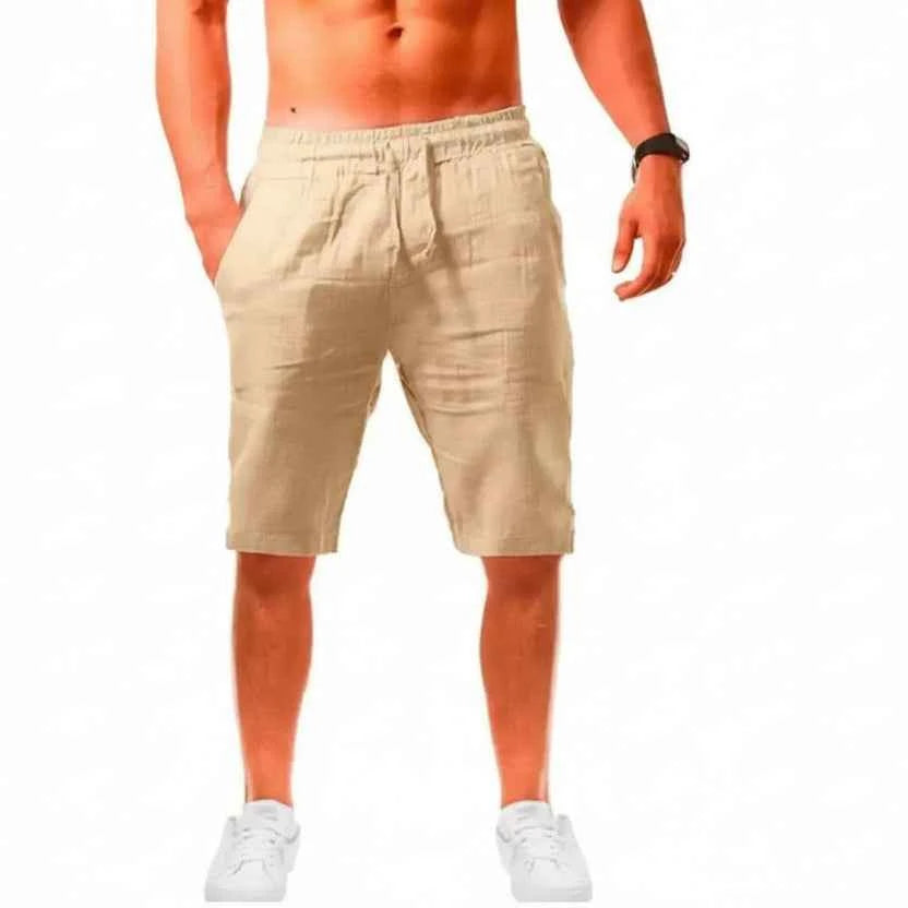 Men's Cotton Linen Drawstring Sport Shorts - Comfort & Style