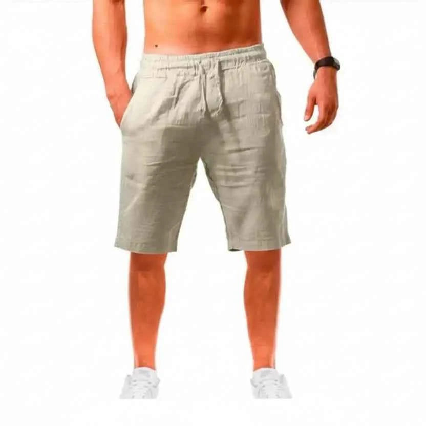 Men's Cotton Linen Drawstring Sport Shorts - Comfort & Style