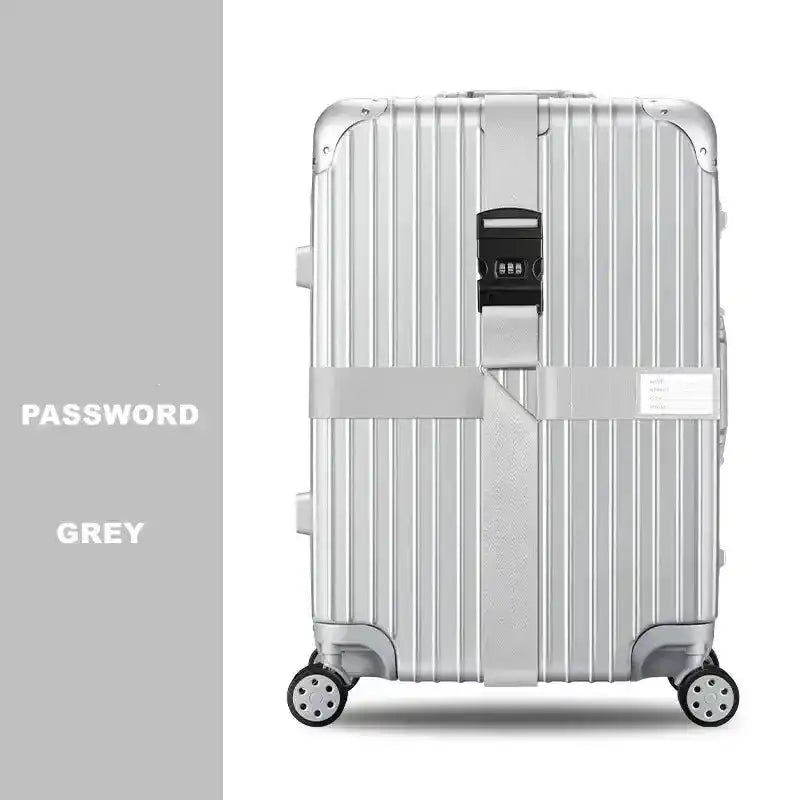 Silver suitcase with password strap on Spacious PC Luggage for lifestyle travel and trading