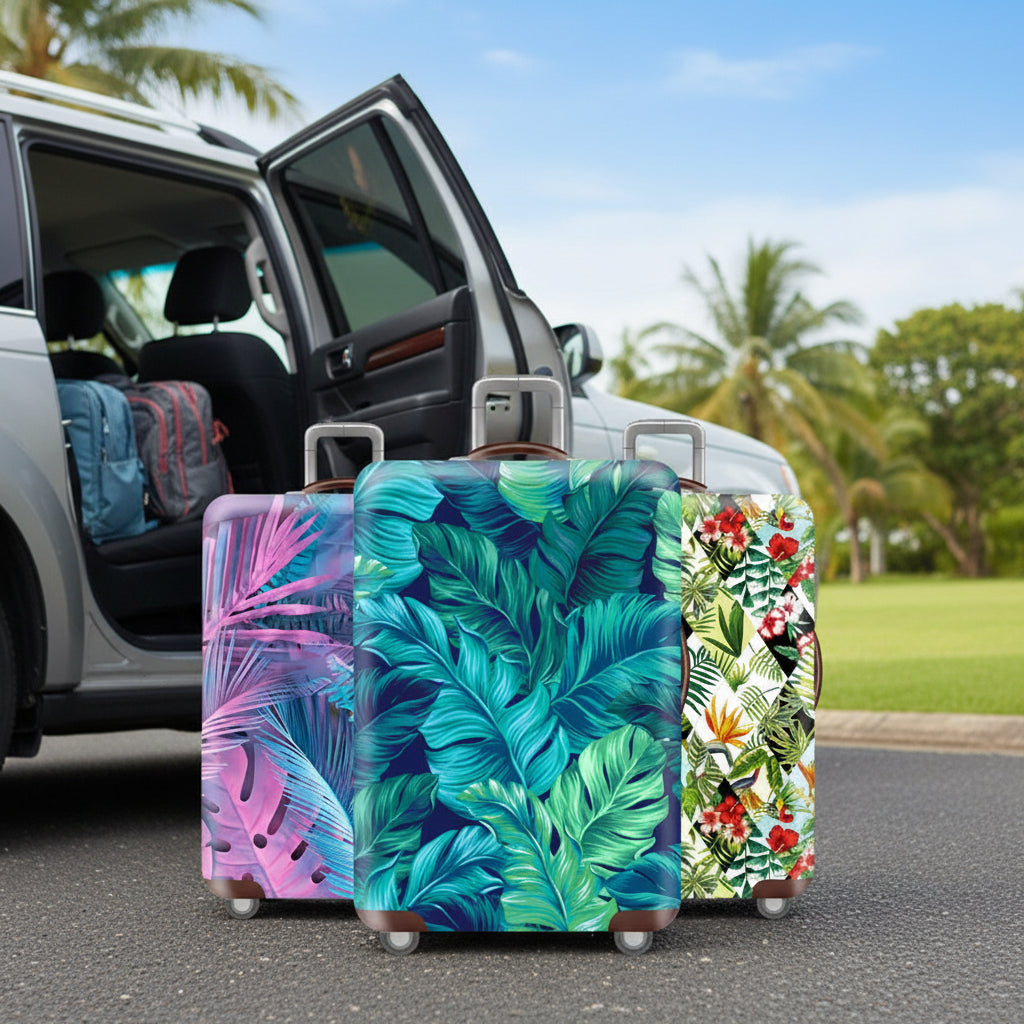 Floral Print Luggage Covers | Elastic Thick Protector (S–XL)