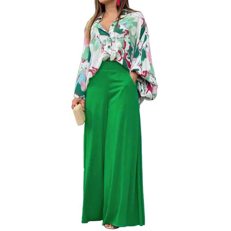 Women’s Printed Wide‑Leg Pants – Lightweight Casual Trousers