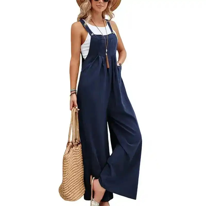 Women Loose Fit Overalls | Wide-Leg Baggy Bib Jumpsuit Dropified