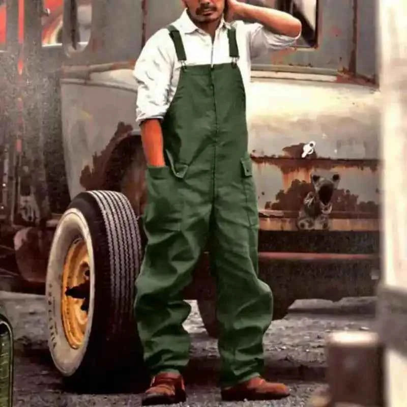 Men Denim Jumpsuit | Casual Retro Style Loose Fit Overalls