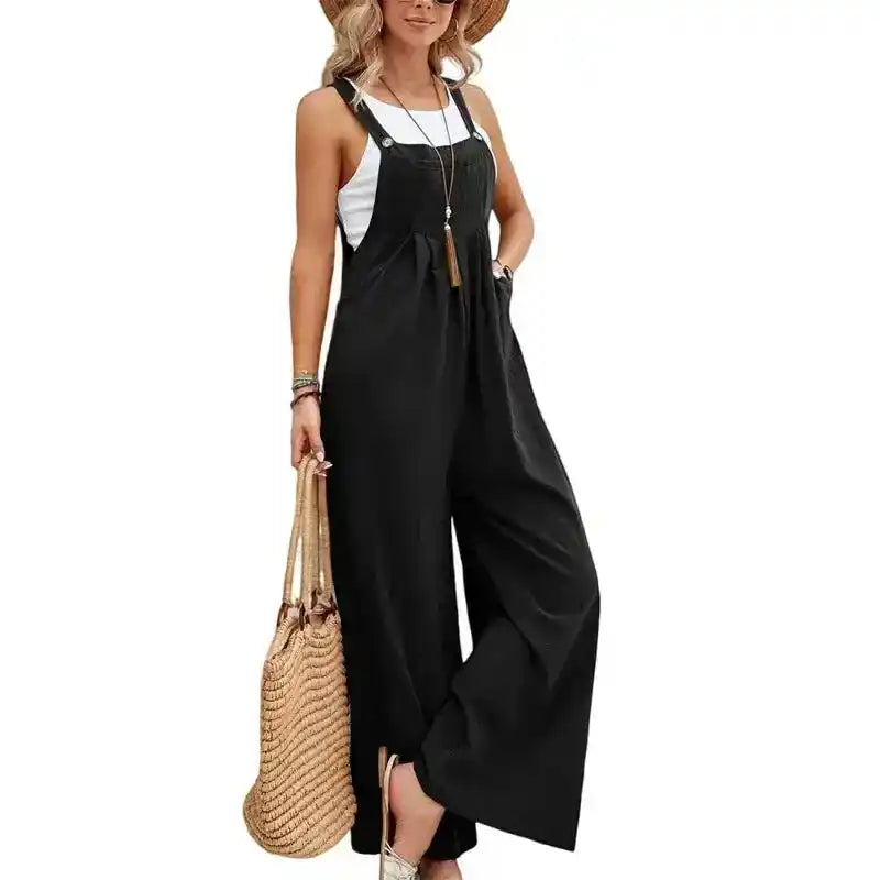 Women Loose Fit Overalls | Wide-Leg Baggy Bib Jumpsuit Dropified