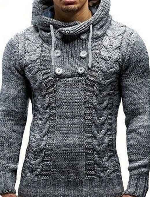 Hooded Turtleneck Sweater – Casual Knit Pullover